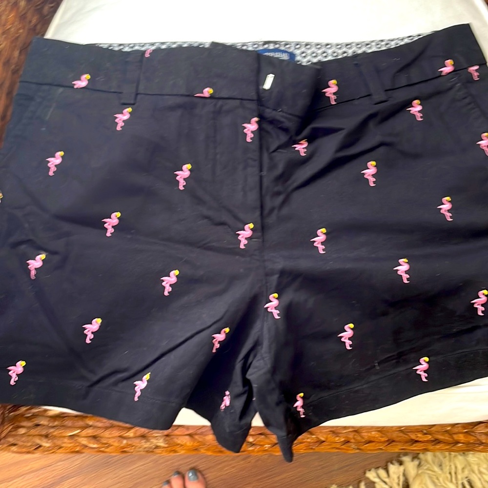 Black flamingo shorts